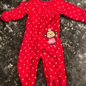 Red Polka Dot Baby Onesie with Monkey Design